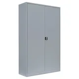 Flügeltürenschrank komplett montiert grau 195x120x60cm Metallschrank abschließbar Lagerschrank Aktenschrank 4 Fachböden 530380 grau
