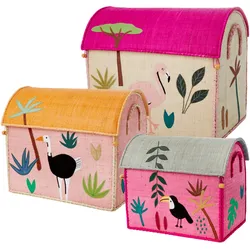 RICE Spielzeug Aufbewahrungskörbe Jungle Animals, pink, fuchsia