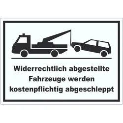 Widerrechtlich abgestellte Fahrzeuge Aufkleber A9 (37x52mm)