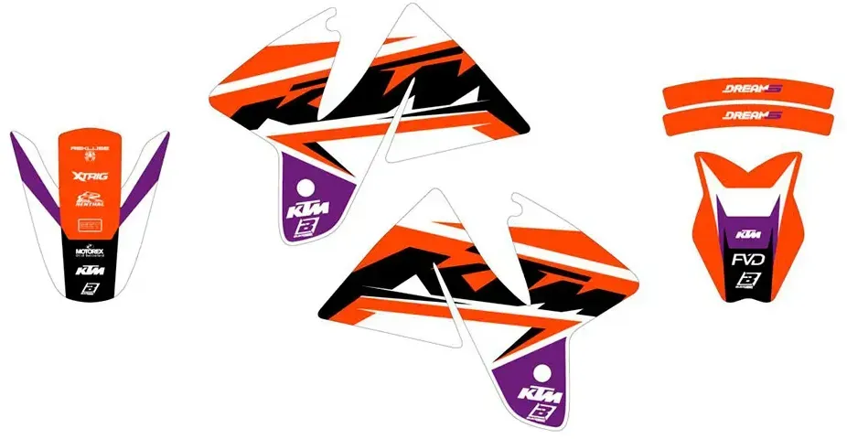 Blackbird Racing Dream 5 Ktm Exc 125 98-00/exc 200 98-00 Aufkleber - Black / Blue / Orange / White - One Size