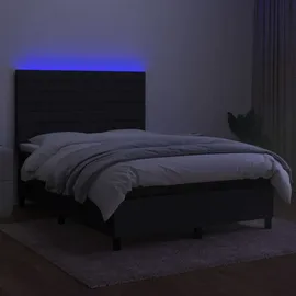 vidaXL Boxspringbett mit Matratze & LED Schwarz 140x200 cm Stoff1467706