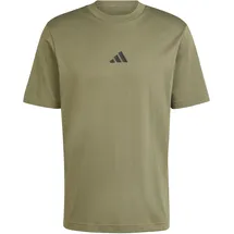 adidas Essentials Small Logo Single Jersey Tee, olive strata/black L