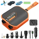 TowerTop Sup Pumpe Akku: 10500mAh Akku Pumpe für Auto/SUP, 50 PSI Stand Up Paddle Pumpe, 12V DC Zweistufenpumpe (Auf- und Ablassen) mit 8 Düsen für Paddleboards, aufblasbare Artikel, Kajaks und Autos