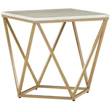 Beliani Beistelltisch MALIBU Beiger Marmor