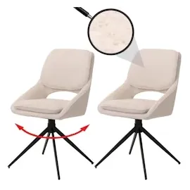 Mendler 2er-Set Esszimmerstuhl HWC-N73, Küchenstuhl, drehbar Auto-Return, Stoff/Textil Boucle (540g/m2) Öko-Tex ~ creme