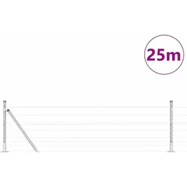 vidaXL Zaun mit Pfosten 0,6 x 25 m Silber/Stahl