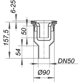 Dallmer Duschwannenablaufgehäuse ORIO V DN 50 160027