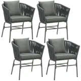 Tectake tectake® Stuhlset, Geflecht im Rope-Design, abnehmbare Polyesterbezüge, 60 x 61 x 77 cm