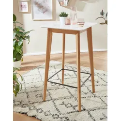FineBuy Design Stehtisch 60x110x60 cm Weiß Bartisch Skandinavisch Eiche Tisch