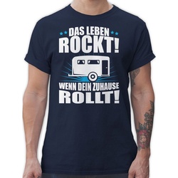 Shirtracer T-Shirt Das Leben rockt! Wohnwagen weiß Hobby Outfit blau L