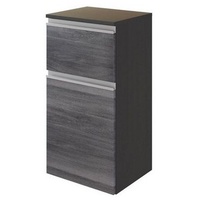 möbelando Unterschrank Arezzo Moderner Unterschrank, Korpus aus melaminharzbeschichteter Spanplatte in Graphit, Front aus MDF in Eiche Rauchsilber Nachbildung mit 1 Holztür, 1 Auszug und 1 Einlegeboden. Breite 40 cm, Höhe 79 cm, Tiefe 35 cm silberfarben