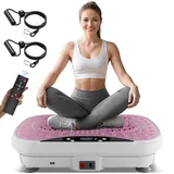 UMAY Vibrationsplatte mit Widerstandsbändern, 99 Stufen Vibrationsplatte+9 voreingestellte Programme + 3 Schnellmodi, Leistungsstarke Vibrationsplattform für Ganzkörpertraining