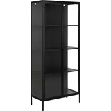 Actona Vitrine ACTONA GROUP "New York", schwarz, B:80cm H:180cm T:40cm, Metall, Schränke, Vitrine, schwarzes Metall, mit Glastüren und 4 Fächern, Höhe 180cm