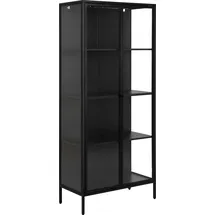 Actona Vitrine ACTONA GROUP "New York", schwarz, B:80cm H:180cm T:40cm, Metall, Schränke, Vitrine, schwarzes Metall, mit Glastüren und 4 Fächern, Höhe 180cm
