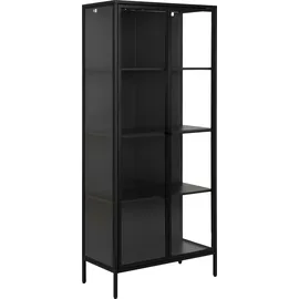 Actona Vitrine ACTONA GROUP "New York", schwarz, B:80cm H:180cm T:40cm, Metall, Schränke, Vitrine, schwarzes Metall, mit Glastüren und 4 Fächern, Höhe 180cm