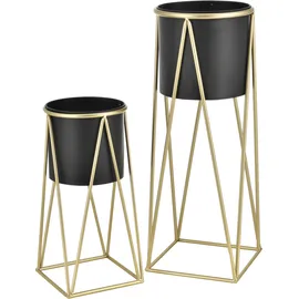 [en.casa] Pflanzenständer Lennik 2er-Set 60 x 30 cm Schwarz