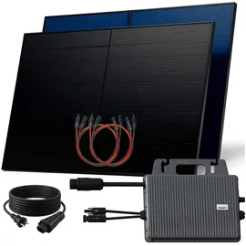sunniva Balkonkraftwerk Full Black Bifazial 800 W inkl. 2 x 500 W N-Typ Glas-Glas Bifacial Module