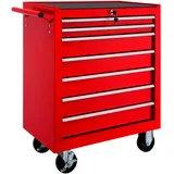 Tectake Werkzeugwagen, Rot, Metall, 33x79x69 cm, Freizeit, Heimwerken, Werkzeugaufbewahrung
