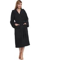 Damen Frottee Bademantel aus 100% Baumwolle LA40-102 - Schwarz (D16) - XL