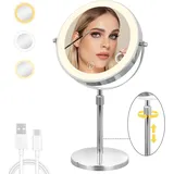 Cuteefun 8" Kosmetikspiegel Mit Licht, 1X/10X Vergrößerungsspiegel Auf Ständer,