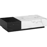 FineBuy Couchtisch FineBuy Sofatisch Weiß 120 cm Marmoroptik Wohnzimmertisch Schublade