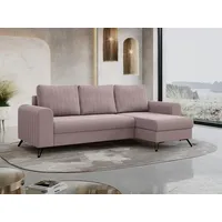 MKS MÖBEL Ecksofa AXEL, Set, Bonellfedern, T30-Schaum, Schwarze Metallbeine, Ecksofa L-form, Bettfunktion, Bettkästen, lose Kissen rosa