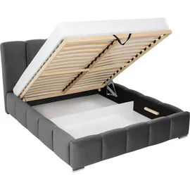 Mirjan24 Polsterbett Wizko, Doppelbett mit Bettkasten, Ehebett, Leistenlattenrost aus Holz (Farbe: Paros 01, Größe: 140x200 cm)