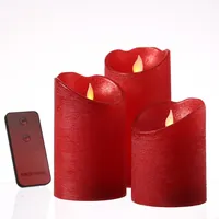 MARELIDA LED Kerzenset Rustik-Optik 3 St. rot