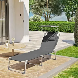 Songmics Sonnenliege 193 x 53 x 29 cm Dunkelgrau