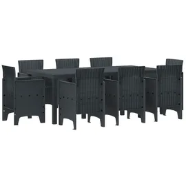 vidaXL Garten Essgruppe 9-tlg. Anthrazit