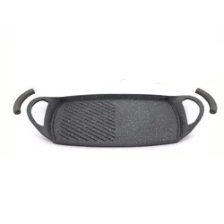 Cheffinger Grillplatte 47cm Aluguss Induktion Bratplatte BBQ Grill braten Plancha aus Aluminium