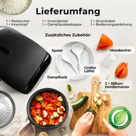 Balter MK-01 Reiskocher Multikocher mit 18 Programme, 4L Rice Cooker mit Fuzzy-Logic, Dampfgarer
