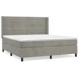 vidaXL Boxspringbett mit Matratze Hellgrau 160x200 cm Samt1378690