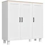 Homcom Schmales 3-Türen-Sideboard mit verstellbaren Regalen, für Küche, Flur, Schlafzimmer, Schwarz & Weiß, 90 x 30 x 90 cm