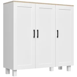 Homcom Schmales 3-Türen-Sideboard mit verstellbaren Regalen, für Küche, Flur, Schlafzimmer, Schwarz & Weiß, 90 x 30 x 90 cm