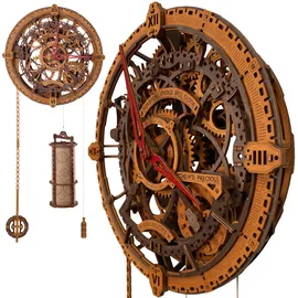 WOODEN.CITY 3D Holzpuzzle Uhr für Erwachsene – Industrial Vintage Wanduhr Holz Modellbausatz, 378 Teile