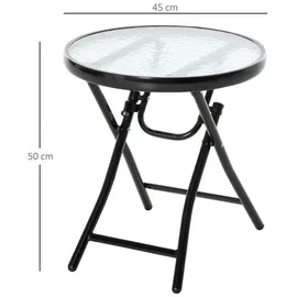 Outsunny Gartentisch Ø 45 x 50 cm Schwarz