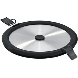 Rösle FLEXX 2GO 0,8 L rund mit Clips für Lunchbox, Silikonrand, aromadicht, Silikonventil, silberfarben/schwarz