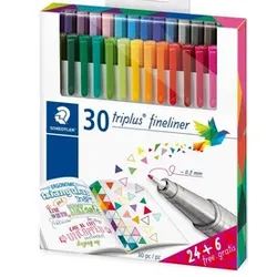 STAEDTLER triplus Fineliner, dreieckig, Promotionpackung 24+6, 30 Farben