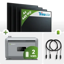 1780Wp Balkonkraftwerk 4x445Wp Trina Solar Fullblack Growatt NEXA 2kWh Speicher