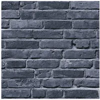 Profhome Stein Kacheln Tapete 0,53 m x 10 m 5,33 m2 Schwarz/Grau 381331