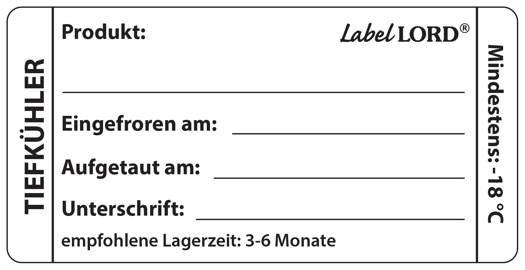 Labellord HACCP Etiketten Tiefkühler R100, 250 Stück