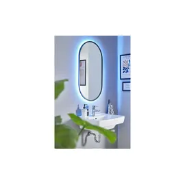 Spiegel mit LED oval Obersee , verspiegelt , Metall,Glas , Maße (cm): B: 50 H: 91 T: 5.0