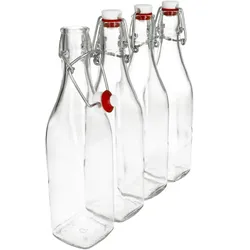 4er Set Glasflaschen Serie Swing mit Bügelverschluss 0,50 Liter