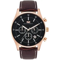 Rhodenwald & Söhne Chronograph Goodwill in Roségold Echtleder in Dunkelbraun Herrenuhren   Herren 