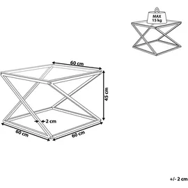 Beliani Couchtisch Transparent, Gold, Glas, 60x45x60 cm, Wohnzimmer, Wohnzimmertische, Couchtische