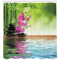 ABAKUHAUS Duschvorhang Tropic Orchideen-Blume 175 x 200 cm grün