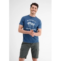 T-Shirt LERROS "LERROS mit Frontprint" Gr. M, blau (travel blue) Herren Shirts T-Shirts