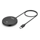 Hama Magnetisches kabelloses Qi-Ladegerät 15W (Qi2-zertifiziertes Ladegerät, Qi-Ladepad Fast Wireless Charger, MagSafe-kompatibel induktiv als Handy-Ladestation iPhone 15/14/13/12/AirPods uvm) schwarz
