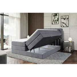 altdecor Boxspringbett mit Matratze, Topper, Polsterbett mit, Bettkasten BOXI8 KING - 180x200 - Dunkelgrau Holzwerkstoff, Höhe ca. 20 cm cm, Schlafzimmer, Betten, Boxspringbetten